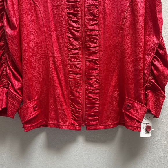 Red Ruched Women's Jacket - Picture 6 of 8